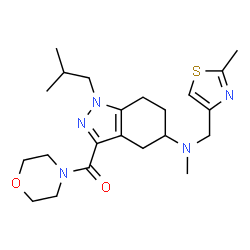 ChemSpider 2D Image | (1-Isobutyl-5-{methyl[(2-methyl-1,3-thiazol-4-yl)methyl]amino}-4,5,6,7-tetrahydro-1H-indazol-3-yl)(4-morpholinyl)methanone | C22H33N5O2S