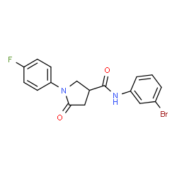 ChemSpider 2D Image | N-(3-Bromophenyl)-1-(4-fluorophenyl)-5-oxo-3-pyrrolidinecarboxamide | C17H14BrFN2O2