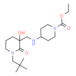 ChemSpider 2D Image | Ethyl 4-({[1-(2,2-dimethylpropyl)-3-hydroxy-2-oxo-3-piperidinyl]methyl}amino)-1-piperidinecarboxylate | C19H35N3O4