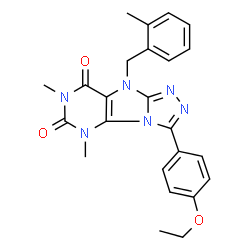 ChemSpider 2D Image | 3-(4-Ethoxyphenyl)-5,7-dimethyl-9-(2-methylbenzyl)-5,9-dihydro-6H-[1,2,4]triazolo[4,3-e]purine-6,8(7H)-dione | C24H24N6O3
