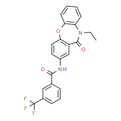 ChemSpider 2D Image | N-(10-Ethyl-11-oxo-10,11-dihydrodibenzo[b,f][1,4]oxazepin-2-yl)-3-(trifluoromethyl)benzamide | C23H17F3N2O3
