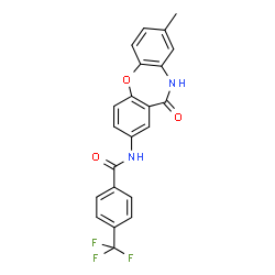 ChemSpider 2D Image | N-(8-Methyl-11-oxo-10,11-dihydrodibenzo[b,f][1,4]oxazepin-2-yl)-4-(trifluoromethyl)benzamide | C22H15F3N2O3