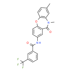 ChemSpider 2D Image | N-(8,10-Dimethyl-11-oxo-10,11-dihydrodibenzo[b,f][1,4]oxazepin-2-yl)-3-(trifluoromethyl)benzamide | C23H17F3N2O3
