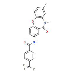 ChemSpider 2D Image | N-(8,10-Dimethyl-11-oxo-10,11-dihydrodibenzo[b,f][1,4]oxazepin-2-yl)-4-(trifluoromethyl)benzamide | C23H17F3N2O3