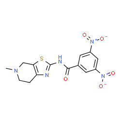 ChemSpider 2D Image | N-(5-Methyl-4,5,6,7-tetrahydro[1,3]thiazolo[5,4-c]pyridin-2-yl)-3,5-dinitrobenzamide | C14H13N5O5S