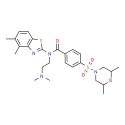 ChemSpider 2D Image | N-[2-(Dimethylamino)ethyl]-N-(4,5-dimethyl-1,3-benzothiazol-2-yl)-4-[(2,6-dimethyl-4-morpholinyl)sulfonyl]benzamide | C26H34N4O4S2