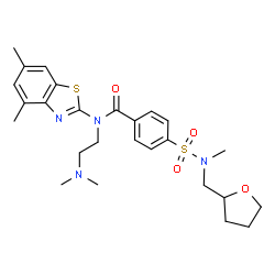 ChemSpider 2D Image | N-[2-(Dimethylamino)ethyl]-N-(4,6-dimethyl-1,3-benzothiazol-2-yl)-4-[methyl(tetrahydro-2-furanylmethyl)sulfamoyl]benzamide | C26H34N4O4S2