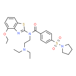ChemSpider 2D Image | N-[2-(Diethylamino)ethyl]-N-(4-ethoxy-1,3-benzothiazol-2-yl)-4-(1-pyrrolidinylsulfonyl)benzamide | C26H34N4O4S2