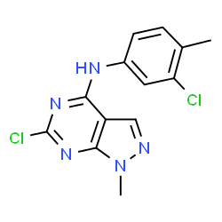 ChemSpider 2D Image | 6-Chloro-N-(3-chloro-4-methylphenyl)-1-methyl-1H-pyrazolo[3,4-d]pyrimidin-4-amine | C13H11Cl2N5