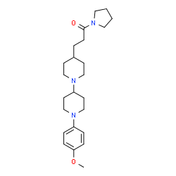 ChemSpider 2D Image | 3-[1'-(4-Methoxyphenyl)-1,4'-bipiperidin-4-yl]-1-(1-pyrrolidinyl)-1-propanone | C24H37N3O2