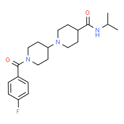 ChemSpider 2D Image | 1'-(4-Fluorobenzoyl)-N-isopropyl-1,4'-bipiperidine-4-carboxamide | C21H30FN3O2