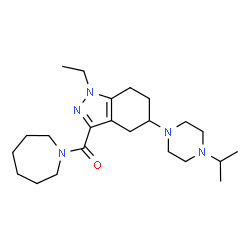 ChemSpider 2D Image | 1-Azepanyl[1-ethyl-5-(4-isopropyl-1-piperazinyl)-4,5,6,7-tetrahydro-1H-indazol-3-yl]methanone | C23H39N5O