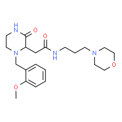ChemSpider 2D Image | 2-[1-(2-Methoxybenzyl)-3-oxo-2-piperazinyl]-N-[3-(4-morpholinyl)propyl]acetamide | C21H32N4O4