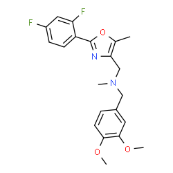 ChemSpider 2D Image | 1-[2-(2,4-Difluorophenyl)-5-methyl-1,3-oxazol-4-yl]-N-(3,4-dimethoxybenzyl)-N-methylmethanamine | C21H22F2N2O3