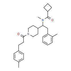 ChemSpider 2D Image | N-Methyl-N-[2-(2-methylphenyl)-1-{1-[3-(4-methylphenyl)propanoyl]-4-piperidinyl}ethyl]cyclobutanecarboxamide | C30H40N2O2