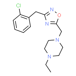 ChemSpider 2D Image | 1-{[3-(2-Chlorobenzyl)-1,2,4-oxadiazol-5-yl]methyl}-4-ethylpiperazine | C16H21ClN4O