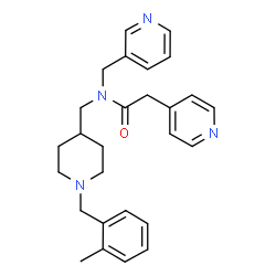 ChemSpider 2D Image | N-{[1-(2-Methylbenzyl)-4-piperidinyl]methyl}-2-(4-pyridinyl)-N-(3-pyridinylmethyl)acetamide | C27H32N4O