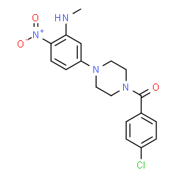 ChemSpider 2D Image | (4-Chlorophenyl){4-[3-(methylamino)-4-nitrophenyl]-1-piperazinyl}methanone | C18H19ClN4O3