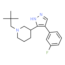 ChemSpider 2D Image | 1-(2,2-Dimethylpropyl)-3-[4-(3-fluorophenyl)-1H-pyrazol-5-yl]piperidine | C19H26FN3