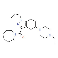 ChemSpider 2D Image | 1-Azepanyl[5-(4-ethyl-1-piperazinyl)-1-propyl-4,5,6,7-tetrahydro-1H-indazol-3-yl]methanone | C23H39N5O