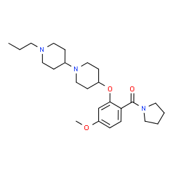 ChemSpider 2D Image | {4-Methoxy-2-[(1'-propyl-1,4'-bipiperidin-4-yl)oxy]phenyl}(1-pyrrolidinyl)methanone | C25H39N3O3
