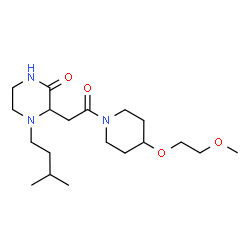 ChemSpider 2D Image | 3-{2-[4-(2-Methoxyethoxy)-1-piperidinyl]-2-oxoethyl}-4-(3-methylbutyl)-2-piperazinone | C19H35N3O4