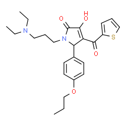 ChemSpider 2D Image | 1-[3-(Diethylamino)propyl]-3-hydroxy-5-(4-propoxyphenyl)-4-(2-thienylcarbonyl)-1,5-dihydro-2H-pyrrol-2-one | C25H32N2O4S