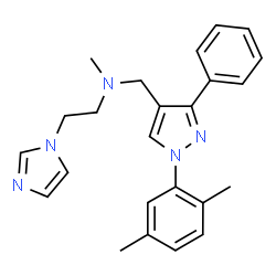 ChemSpider 2D Image | N-{[1-(2,5-Dimethylphenyl)-3-phenyl-1H-pyrazol-4-yl]methyl}-2-(1H-imidazol-1-yl)-N-methylethanamine | C24H27N5