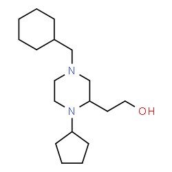ChemSpider 2D Image | 2-[4-(Cyclohexylmethyl)-1-cyclopentyl-2-piperazinyl]ethanol | C18H34N2O