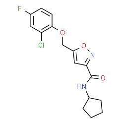 ChemSpider 2D Image | 5-[(2-Chloro-4-fluorophenoxy)methyl]-N-cyclopentyl-1,2-oxazole-3-carboxamide | C16H16ClFN2O3