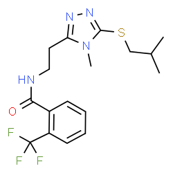 ChemSpider 2D Image | N-{2-[5-(Isobutylsulfanyl)-4-methyl-4H-1,2,4-triazol-3-yl]ethyl}-2-(trifluoromethyl)benzamide | C17H21F3N4OS