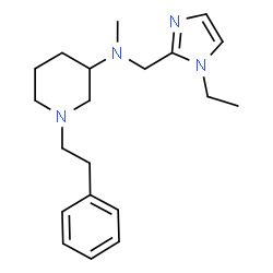 ChemSpider 2D Image | N-[(1-Ethyl-1H-imidazol-2-yl)methyl]-N-methyl-1-(2-phenylethyl)-3-piperidinamine | C20H30N4