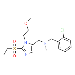 ChemSpider 2D Image | 1-(2-Chlorophenyl)-N-{[2-(ethylsulfonyl)-1-(2-methoxyethyl)-1H-imidazol-5-yl]methyl}-N-methylmethanamine | C17H24ClN3O3S