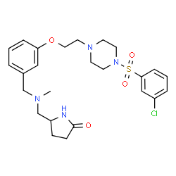 ChemSpider 2D Image | 5-({[3-(2-{4-[(3-Chlorophenyl)sulfonyl]-1-piperazinyl}ethoxy)benzyl](methyl)amino}methyl)-2-pyrrolidinone | C25H33ClN4O4S
