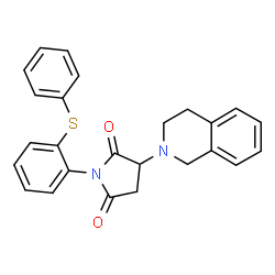 ChemSpider 2D Image | 3-(3,4-Dihydro-2(1H)-isoquinolinyl)-1-[2-(phenylsulfanyl)phenyl]-2,5-pyrrolidinedione | C25H22N2O2S