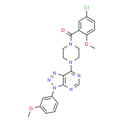 ChemSpider 2D Image | (5-Chloro-2-methoxyphenyl){4-[3-(3-methoxyphenyl)-3H-[1,2,3]triazolo[4,5-d]pyrimidin-7-yl]-1-piperazinyl}methanone | C23H22ClN7O3
