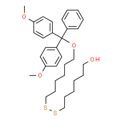 ChemSpider 2D Image | 6-({6-[Bis(4-methoxyphenyl)(phenyl)methoxy]hexyl}disulfanyl)-1-hexanol | C33H44O4S2
