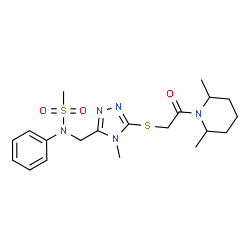 ChemSpider 2D Image | N-[(5-{[2-(2,6-Dimethyl-1-piperidinyl)-2-oxoethyl]sulfanyl}-4-methyl-4H-1,2,4-triazol-3-yl)methyl]-N-phenylmethanesulfonamide | C20H29N5O3S2