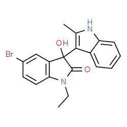 ChemSpider 2D Image | 5'-Bromo-1'-ethyl-3'-hydroxy-2-methyl-1',3'-dihydro-1H,2'H-3,3'-biindol-2'-one | C19H17BrN2O2