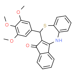 ChemSpider 2D Image | 6-(3,4,5-Trimethoxyphenyl)-6,12-dihydro-5H-benzo[b]indeno[1,2-e][1,4]thiazepin-5-one | C25H21NO4S