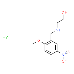 ChemSpider 2D Image | 2-[(2-Methoxy-5-nitrobenzyl)amino]ethanol hydrochloride (1:1) | C10H15ClN2O4