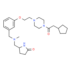 ChemSpider 2D Image | 5-{[(3-{2-[4-(Cyclopentylacetyl)-1-piperazinyl]ethoxy}benzyl)(methyl)amino]methyl}-2-pyrrolidinone | C26H40N4O3