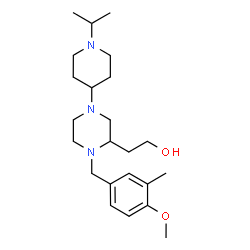 ChemSpider 2D Image | 2-[4-(1-Isopropyl-4-piperidinyl)-1-(4-methoxy-3-methylbenzyl)-2-piperazinyl]ethanol | C23H39N3O2