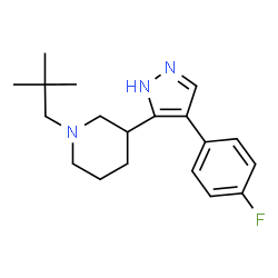ChemSpider 2D Image | 1-(2,2-Dimethylpropyl)-3-[4-(4-fluorophenyl)-1H-pyrazol-5-yl]piperidine | C19H26FN3