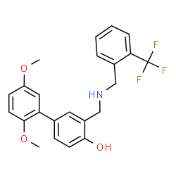 ChemSpider 2D Image | 2',5'-Dimethoxy-3-({[2-(trifluoromethyl)benzyl]amino}methyl)-4-biphenylol | C23H22F3NO3