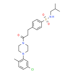 ChemSpider 2D Image | 4-{3-[4-(5-Chloro-2-methylphenyl)-1-piperazinyl]-3-oxopropyl}-N-isobutylbenzenesulfonamide | C24H32ClN3O3S