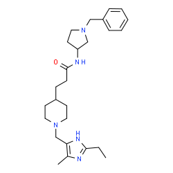 ChemSpider 2D Image | N-(1-Benzyl-3-pyrrolidinyl)-3-{1-[(2-ethyl-4-methyl-1H-imidazol-5-yl)methyl]-4-piperidinyl}propanamide | C26H39N5O