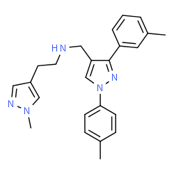 ChemSpider 2D Image | N-{[3-(3-Methylphenyl)-1-(4-methylphenyl)-1H-pyrazol-4-yl]methyl}-2-(1-methyl-1H-pyrazol-4-yl)ethanamine | C24H27N5