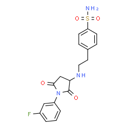 ChemSpider 2D Image | 4-(2-{[1-(3-Fluorophenyl)-2,5-dioxo-3-pyrrolidinyl]amino}ethyl)benzenesulfonamide | C18H18FN3O4S