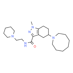 ChemSpider 2D Image | 5-(1-Azocanyl)-1-methyl-N-[2-(1-piperidinyl)ethyl]-4,5,6,7-tetrahydro-1H-indazole-3-carboxamide | C23H39N5O